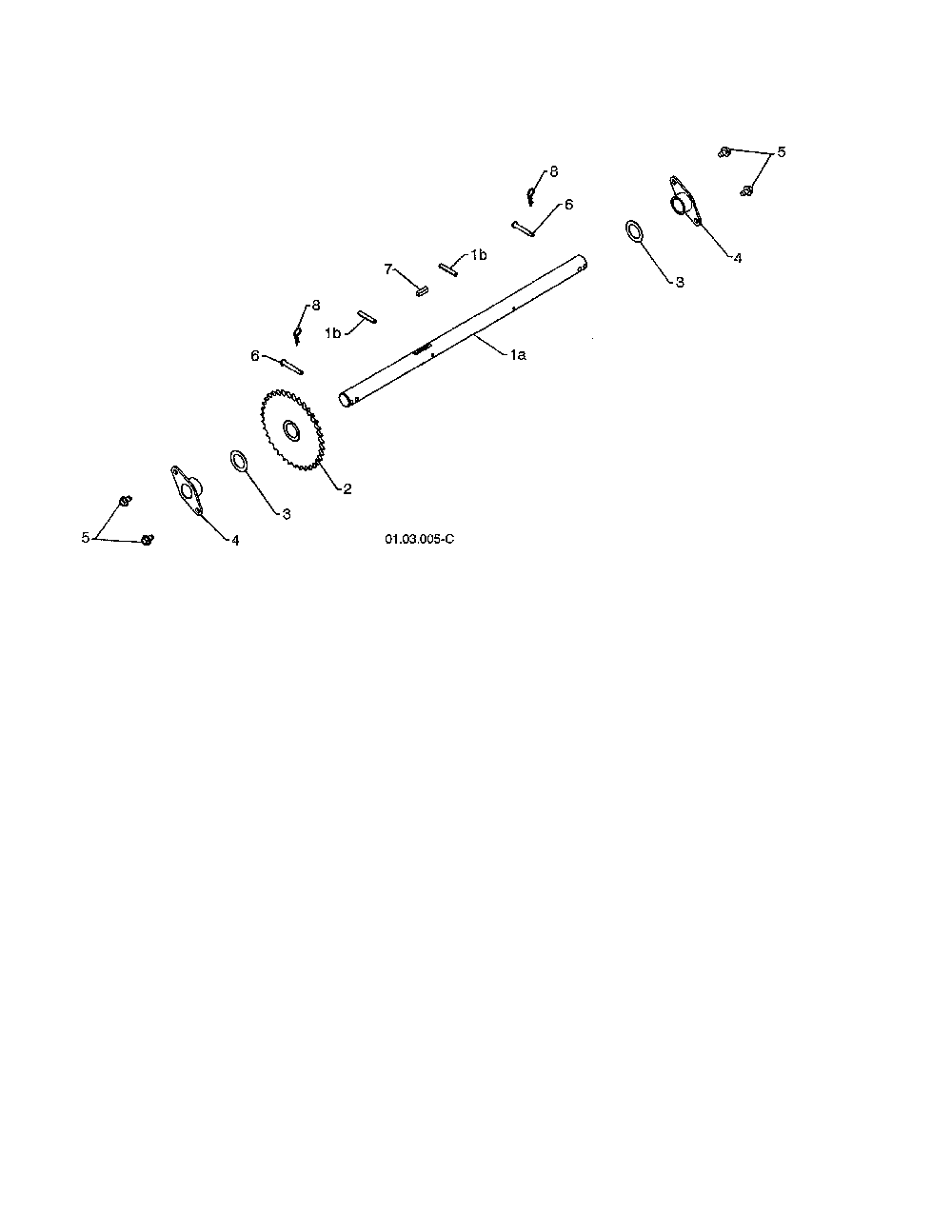 Axle Diagram and Parts List for PR624ES-96198004302  Poulan Snow Blower