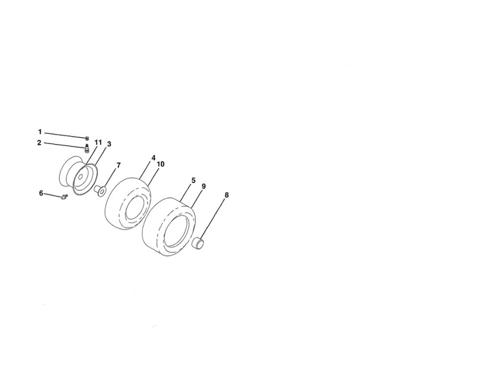 Wheels And Tires Diagram and Parts List for 96042015700  Poulan Lawn Tractor