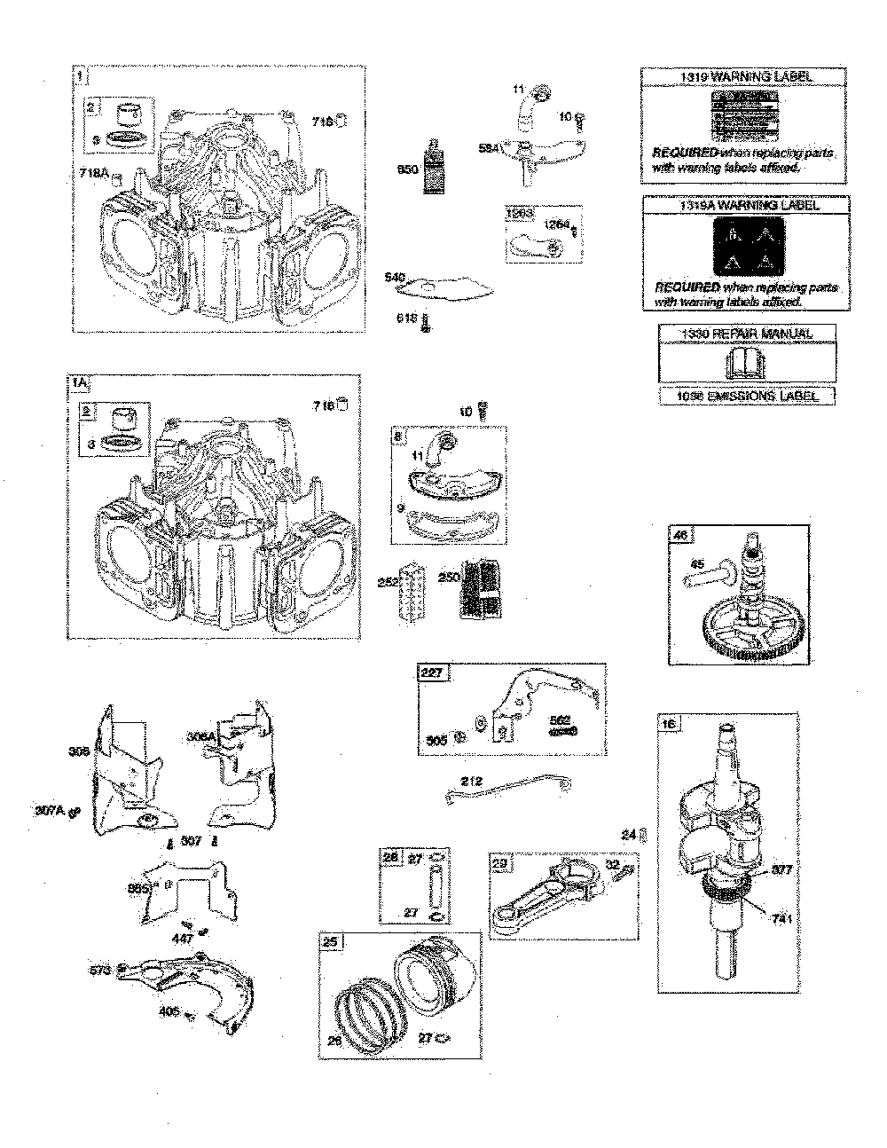 Cylinder/crankshaft Diagram and Parts List for PP24VA54-96046008000  Poulan Lawn Tractor