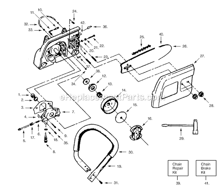 Page C Diagram and Parts List for 305  Poulan Chainsaw