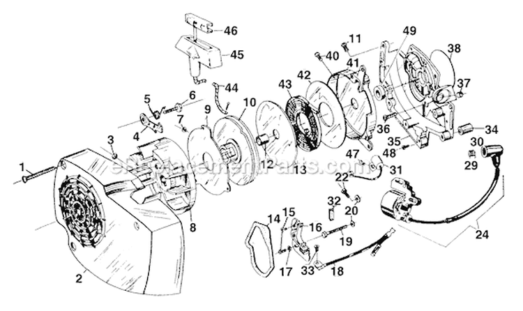 Page D Diagram and Parts List for 306A  Poulan Chainsaw