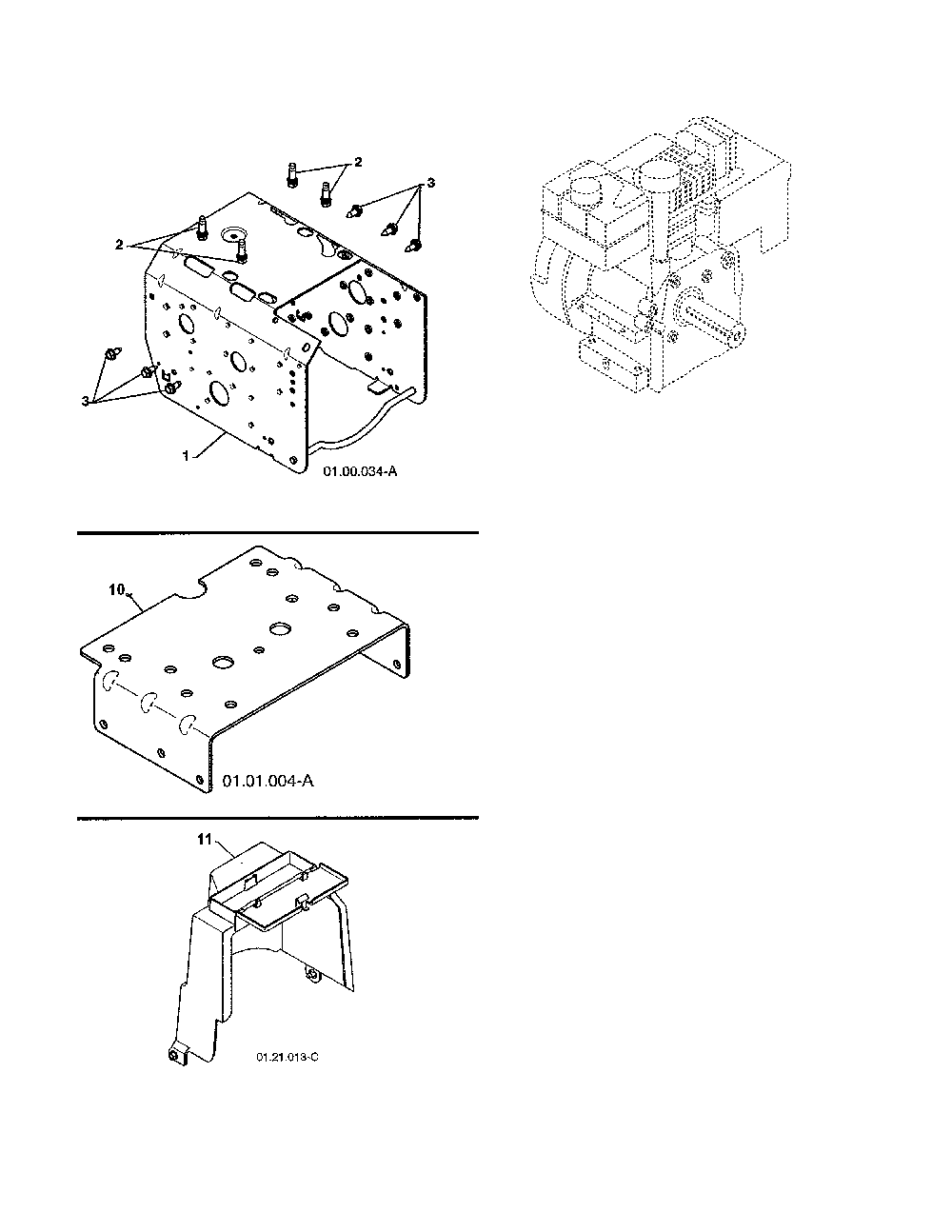 Engine/frame/mounting plate Diagram and Parts List for 96198004604  Poulan Snow Blower