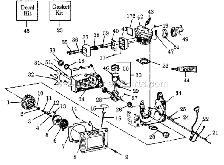 Page A Diagram and Parts List for 3100  Poulan Chainsaw