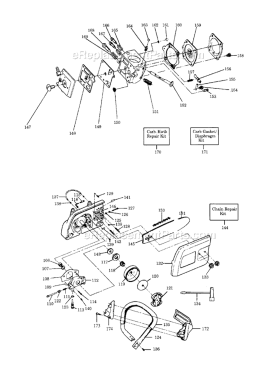 Page C Diagram and Parts List for 3100  Poulan Chainsaw