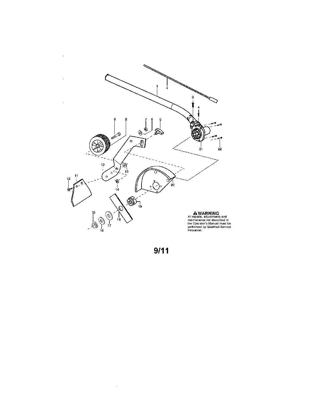 Edger attachment Diagram and Parts List for U1000E  Poulan Trimmer