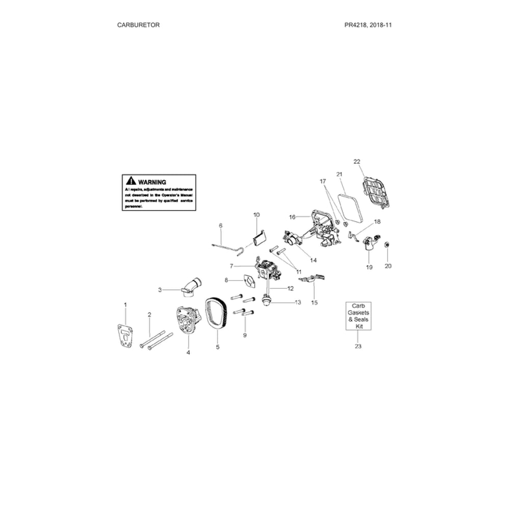 Carburetor Parts Diagram and Parts List for PR4218-967063801  Poulan Chainsaw