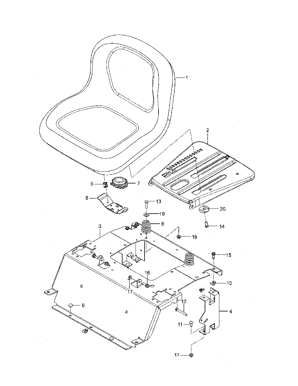 Seat Diagram and Parts List for 967721801-00  Poulan Lawn Mower