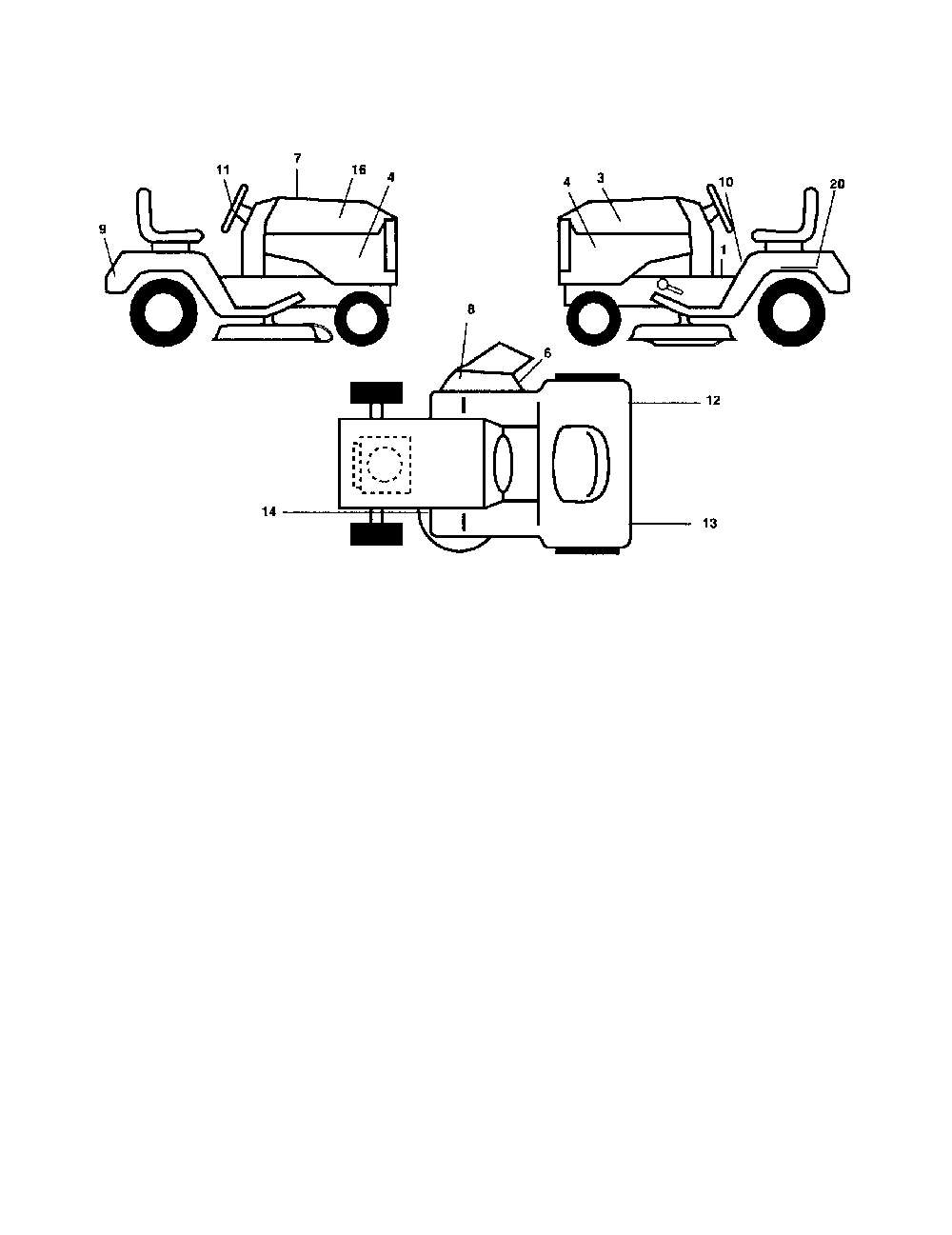 Decals Diagram and Parts List for 96012004600  Poulan Lawn Tractor