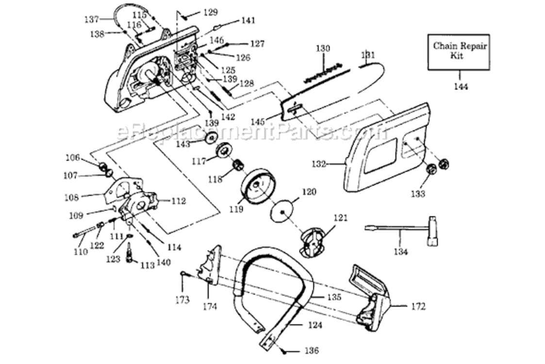 Page C Diagram and Parts List for 3300  Poulan Chainsaw