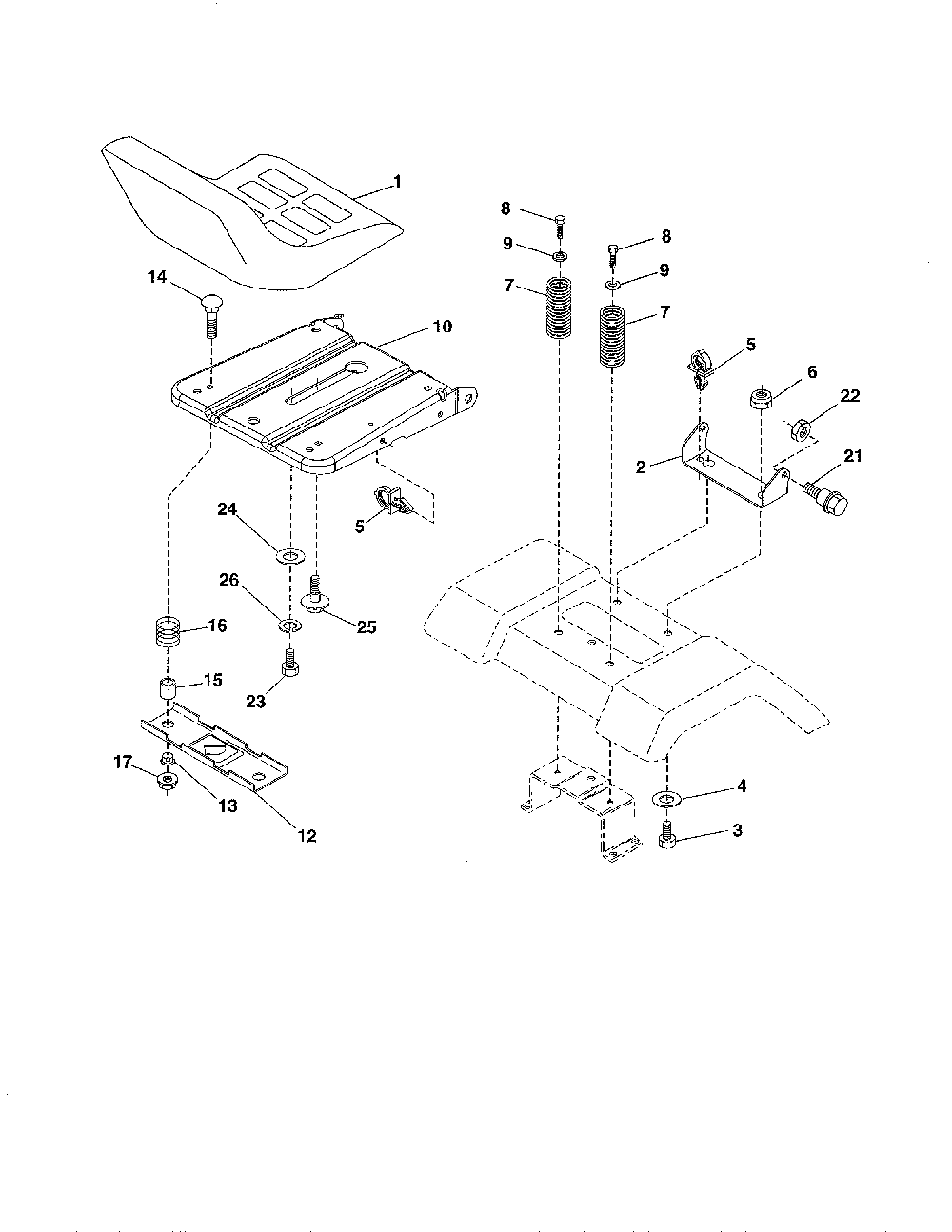 Seat Diagram and Parts List for 96016002400  Poulan Lawn Tractor