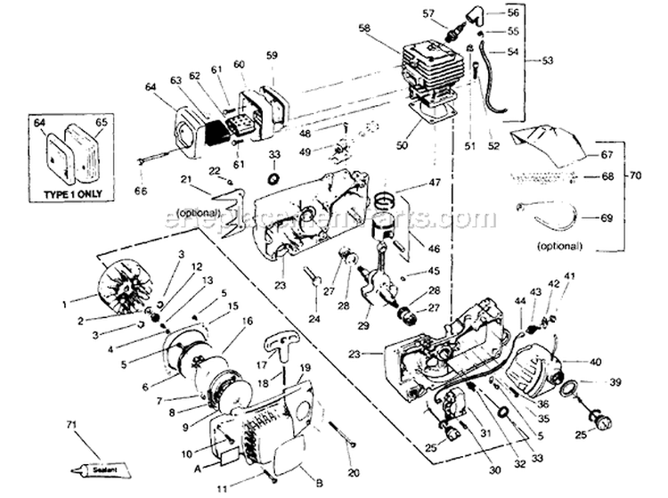 Page D Diagram and Parts List for 3400  Poulan Chainsaw