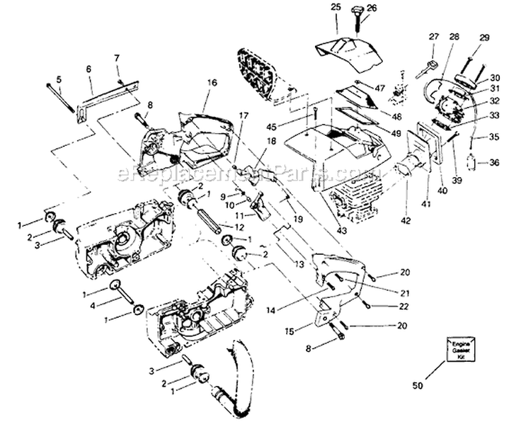 Page E Diagram and Parts List for 3400  Poulan Chainsaw