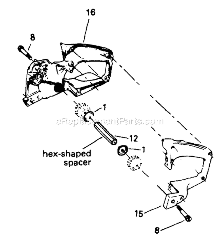 Page H Diagram and Parts List for 3400  Poulan Chainsaw