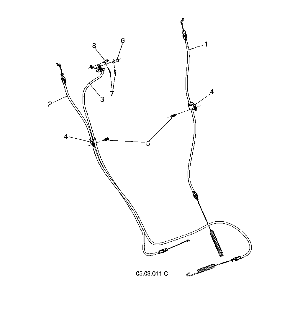Cable control drive & auger Diagram and Parts List for 96192009102  Poulan Snow Blower