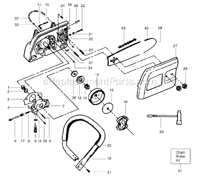 Page C Diagram and Parts List for 3500  Poulan Chainsaw