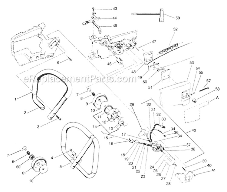 Page G Diagram and Parts List for 3700  Poulan Chainsaw
