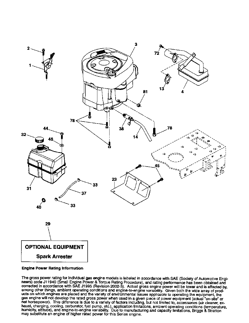 Engine Diagram and Parts List for 96012008900  Poulan Lawn Tractor