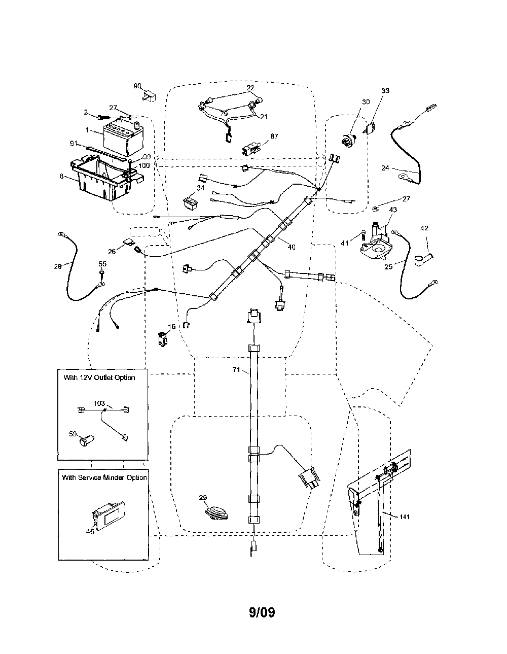 Electrical Diagram and Parts List for 96042010800  Poulan Lawn Tractor