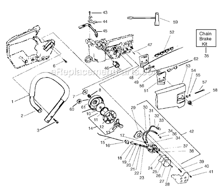 Page C Diagram and Parts List for 3800  Poulan Chainsaw