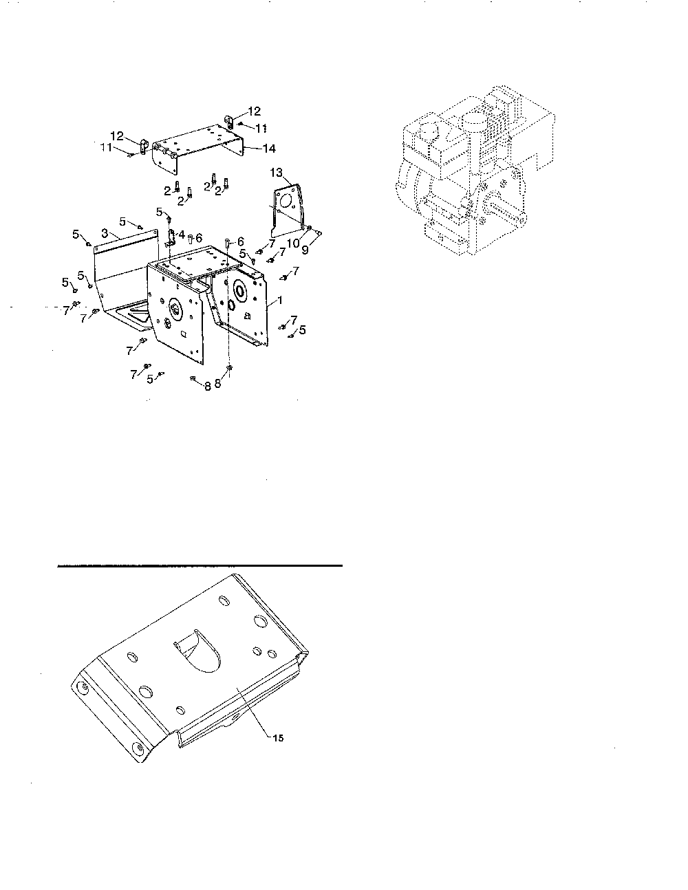 Engine/frame cover/mounting plate Diagram and Parts List for 96192008900  Poulan Snow Blower