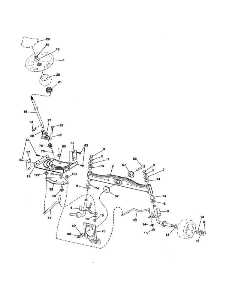 Steering Diagram and Parts List for 96046007900  Poulan Lawn Tractor