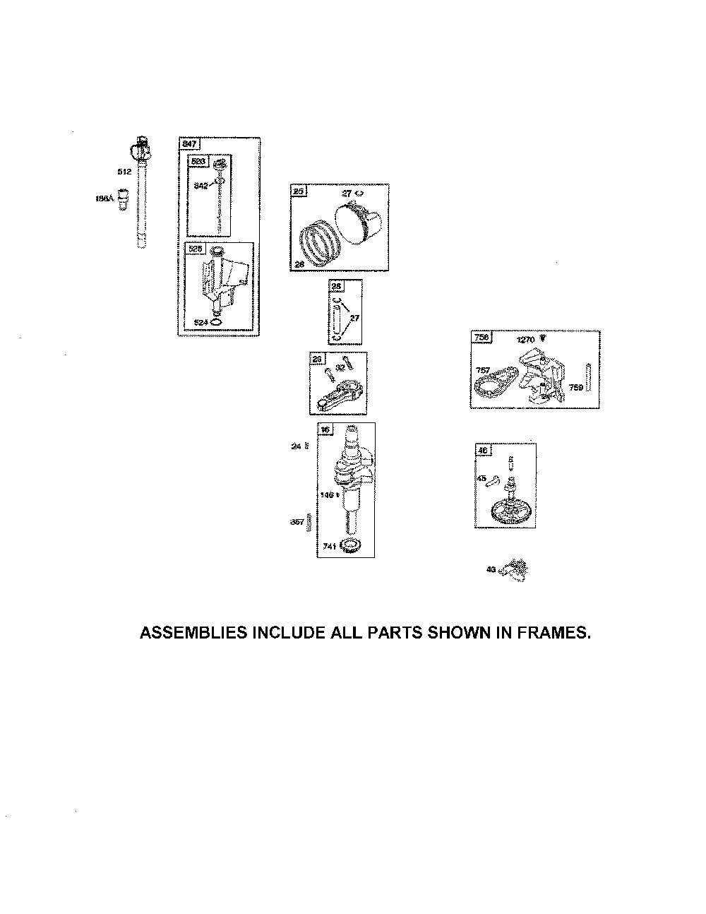 Crankshaft/camshaft/piston Diagram and Parts List for 96016002200  Poulan Lawn Tractor