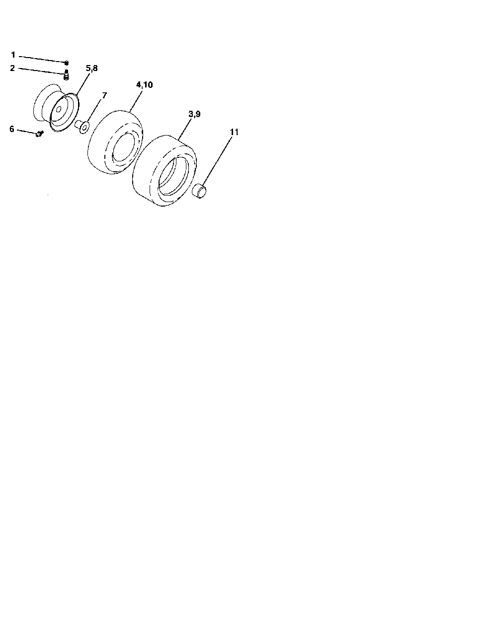 Wheels and tires Diagram and Parts List for 96016001300  Poulan Lawn Tractor