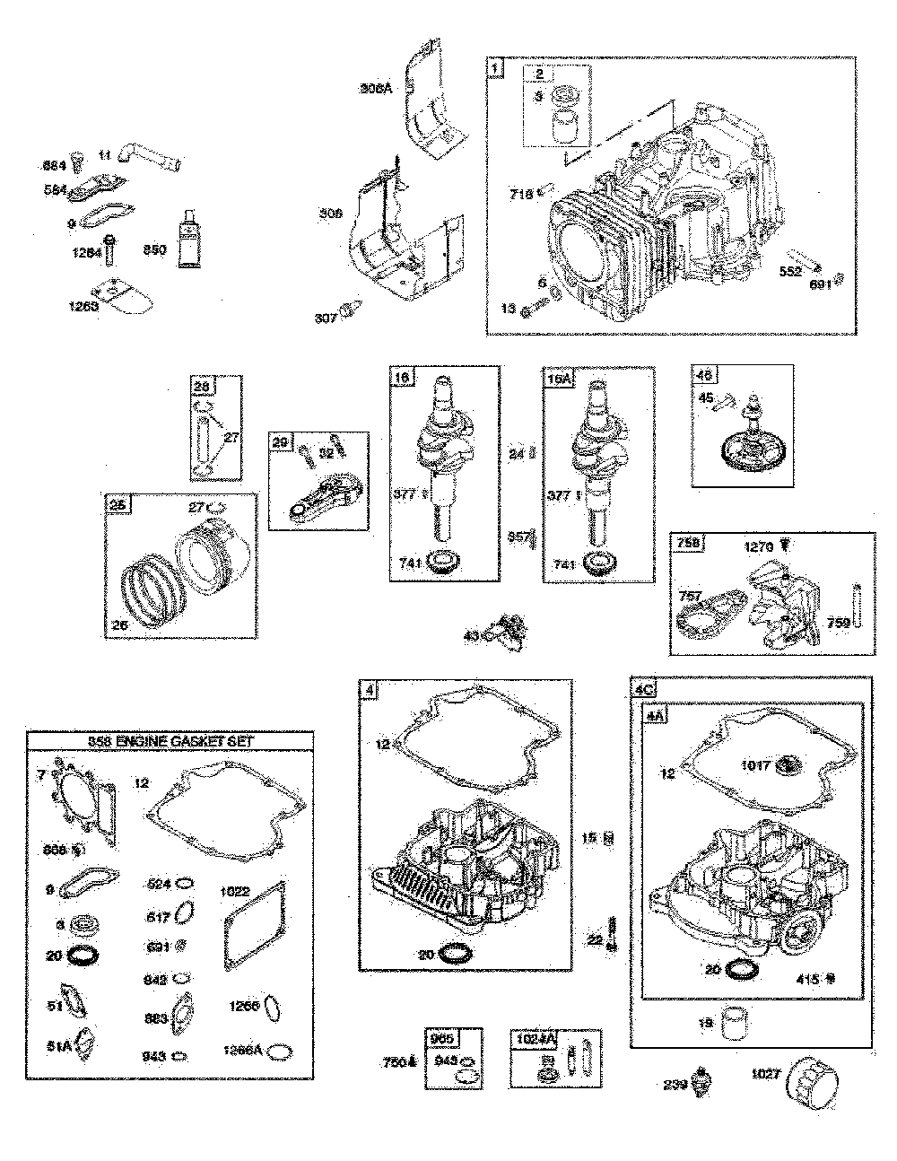 Cylinder/crankshaft/sump Diagram and Parts List for 96046007600  Poulan Lawn Tractor