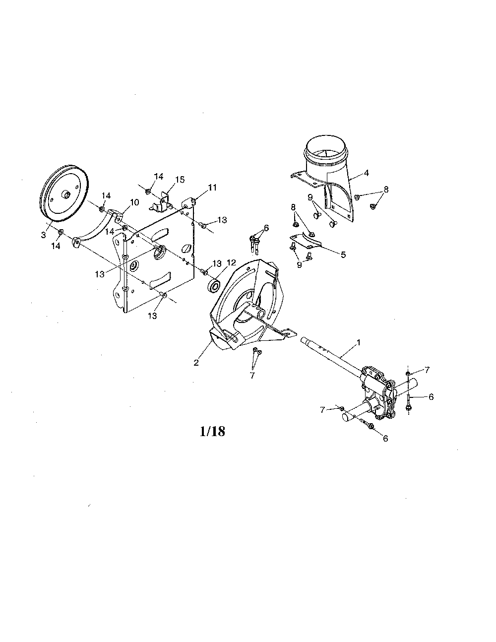 Gearbox/impeller Diagram and Parts List for 96192007104  Poulan Snow Blower