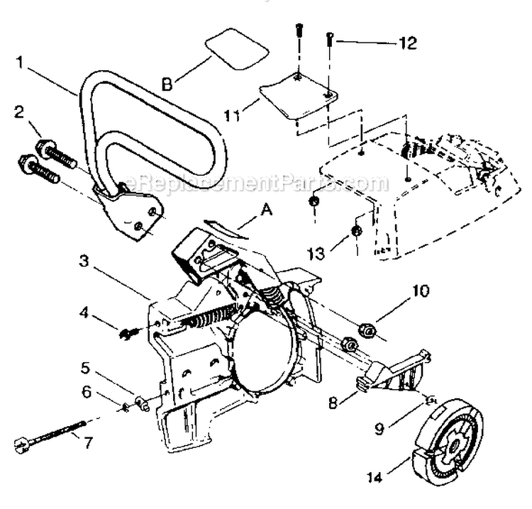 Page C Diagram and Parts List for 4000  Poulan Chainsaw