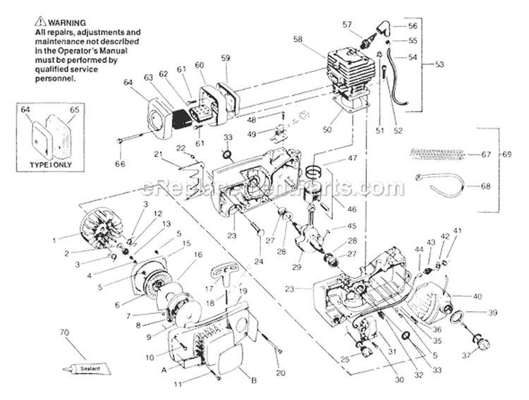 Page D Diagram and Parts List for 4000  Poulan Chainsaw
