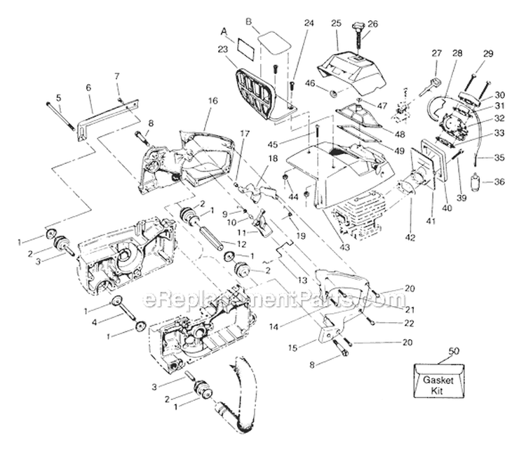 Page F Diagram and Parts List for 4000  Poulan Chainsaw