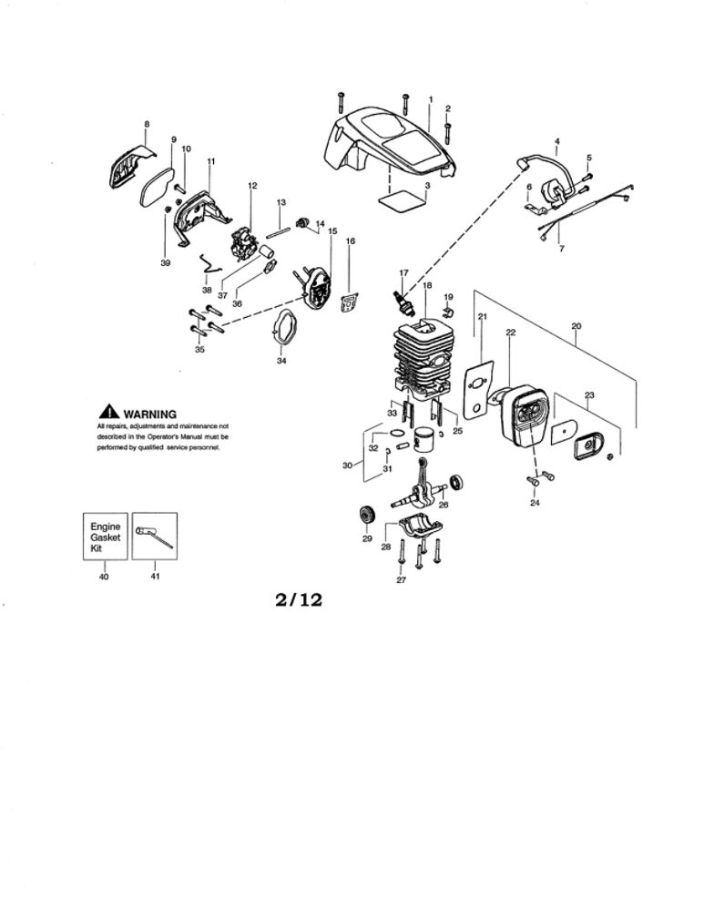 Cylinder/Shield/Crankshaft Diagram and Parts List for P3416 TYPE 3 Poulan Chainsaw