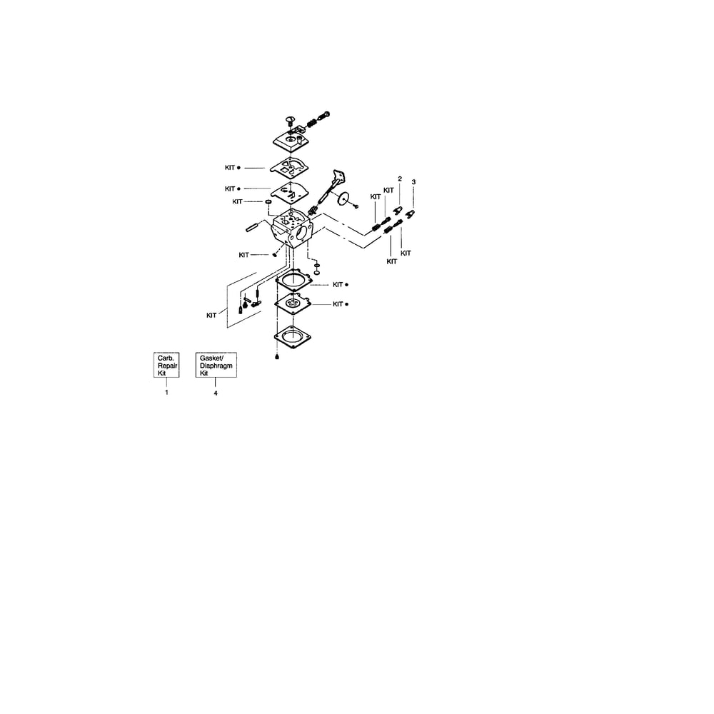Carburetor Diagram and Parts List for BC2400P RECON Poulan Trimmer
