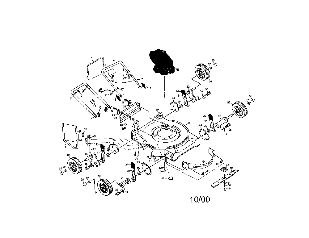 Mower Diagram and Parts List for P35TN20SB  Poulan Lawn Mower