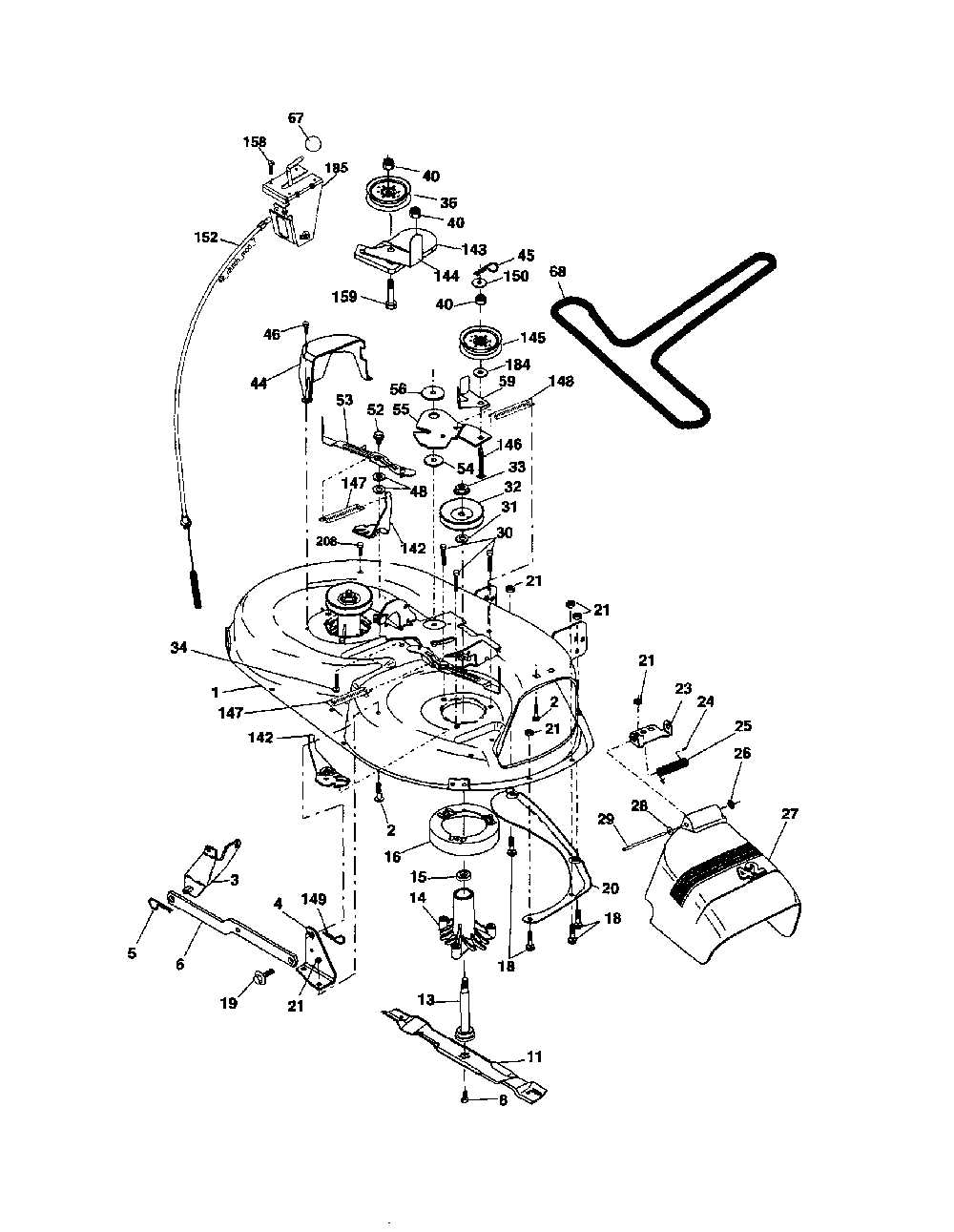 Mower deck Diagram and Parts List for 96012008900  Poulan Lawn Tractor