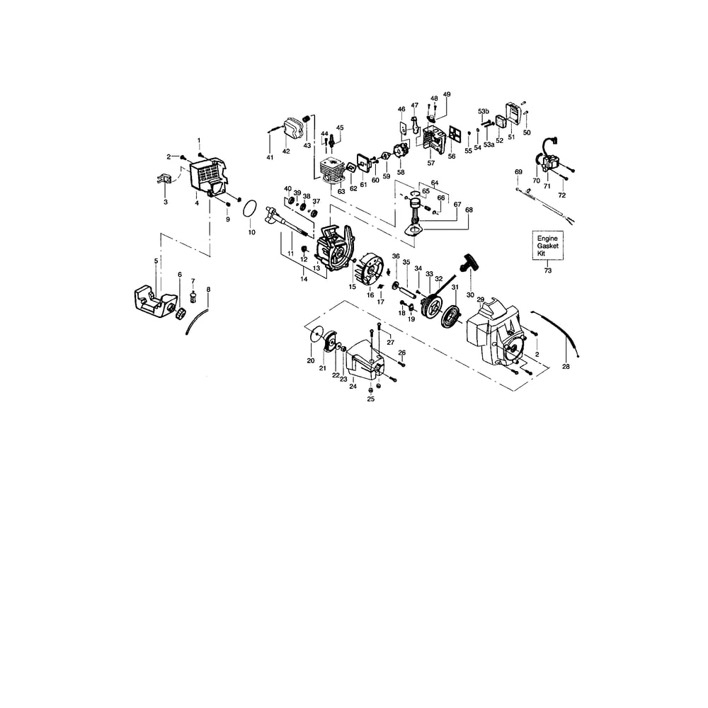 Cylinder/Crankshaft/Crankcase Diagram and Parts List for BC2400P RECON Poulan Trimmer