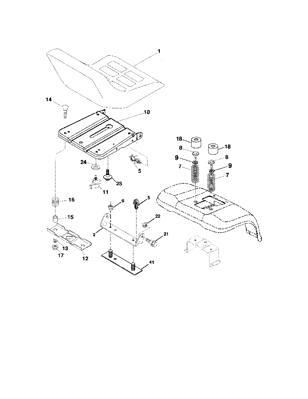 Seat assembly-96012003501 Diagram and Parts List for BB24H42YT  Poulan Lawn Tractor