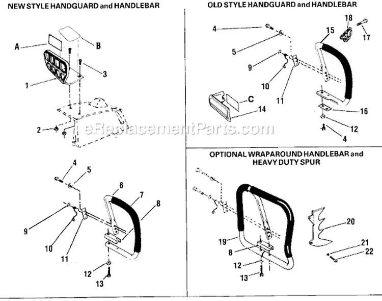 Page B Diagram and Parts List for 4400  Poulan Chainsaw