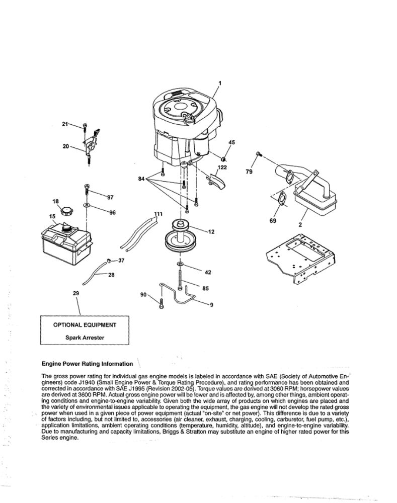 Engine Diagram and Parts List for 96042015300  Poulan Lawn Tractor