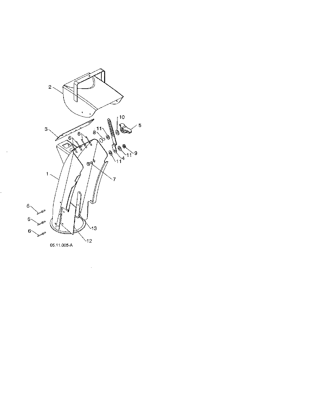 Chute/deflector Diagram and Parts List for 96192006702  Poulan Snow Blower