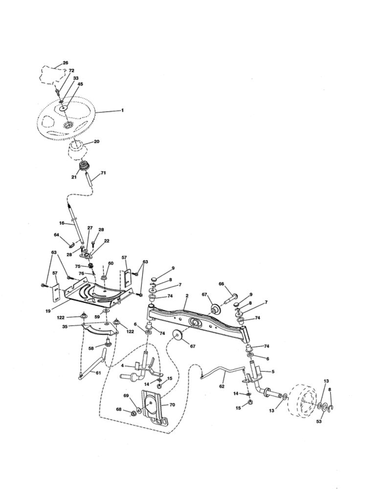 Steering Diagram and Parts List for PP155A42-274430  Poulan Lawn Tractor