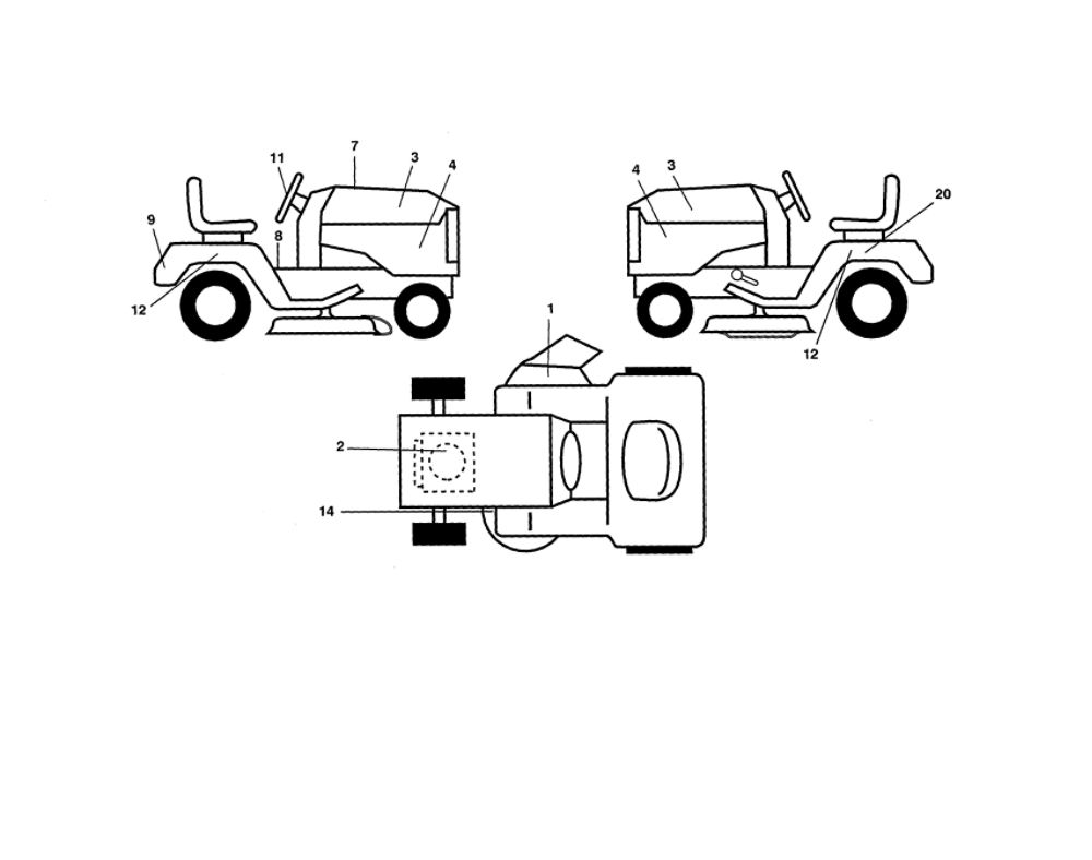 Decals Diagram and Parts List for 96042015300  Poulan Lawn Tractor