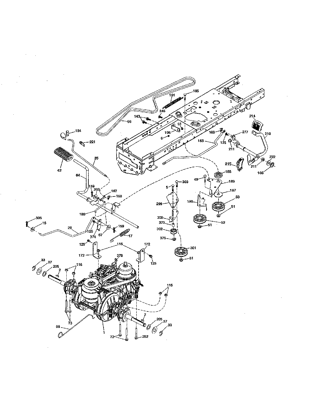 Drive Diagram and Parts List for 96046007700  Poulan Lawn Tractor