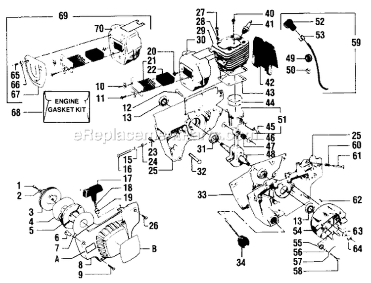 Page A Diagram and Parts List for 4900  Poulan Chainsaw