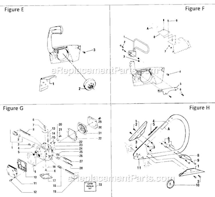 Page E Diagram and Parts List for 4900  Poulan Chainsaw