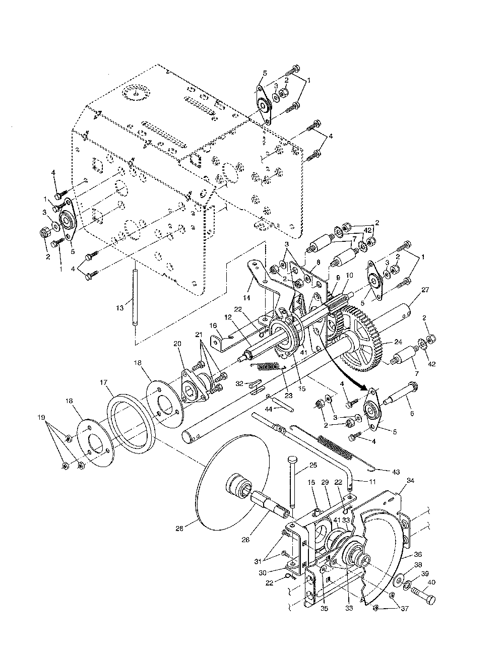 Drive Diagram and Parts List for 96192000400  Poulan Snow Blower