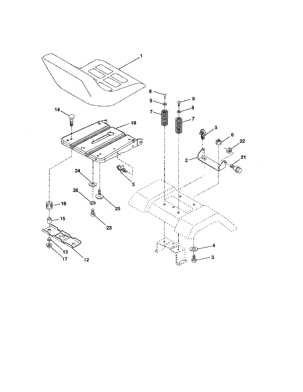 Seat Diagram and Parts List for 96016001800  Poulan Lawn Tractor