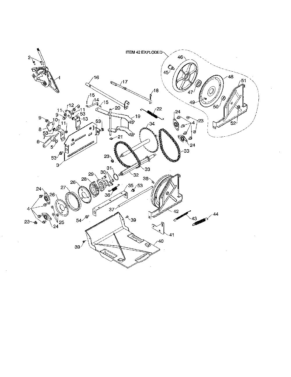 Drive Diagram and Parts List for 96192003702  Poulan Snow Blower