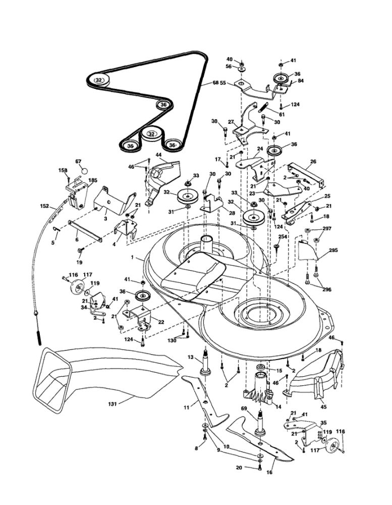 Mower Deck Diagram and Parts List for CT131  Poulan Lawn Tractor